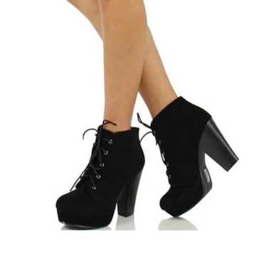 Soda Women's Black Agenda-H Chunky Heel Lace Up B… - image 1