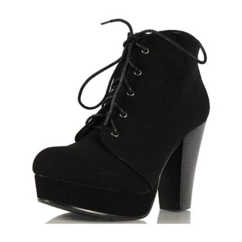 Soda Women's Black Agenda-H Chunky Heel Lace Up B… - image 2