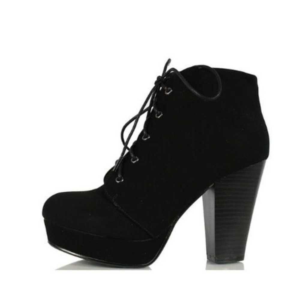 Soda Women's Black Agenda-H Chunky Heel Lace Up B… - image 4