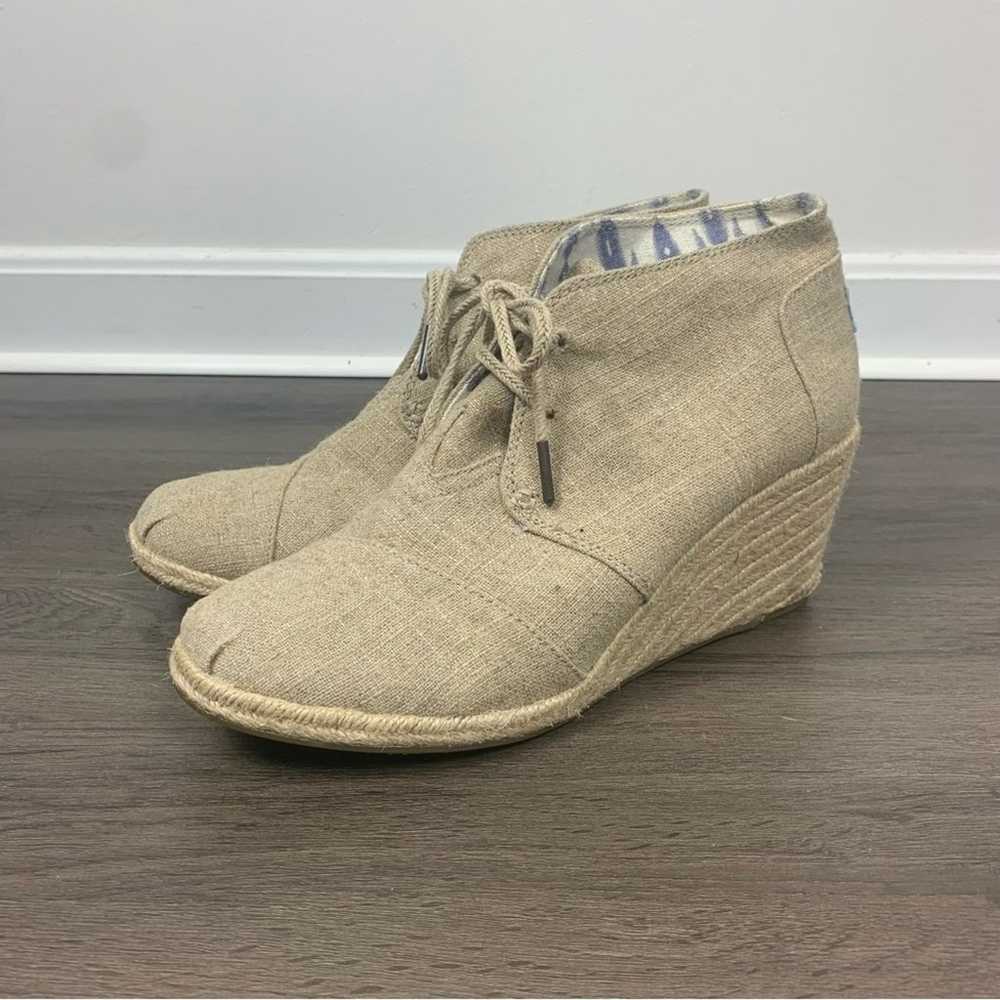 Toms Natural Burlap Desert Wedge Booties 11 - image 1