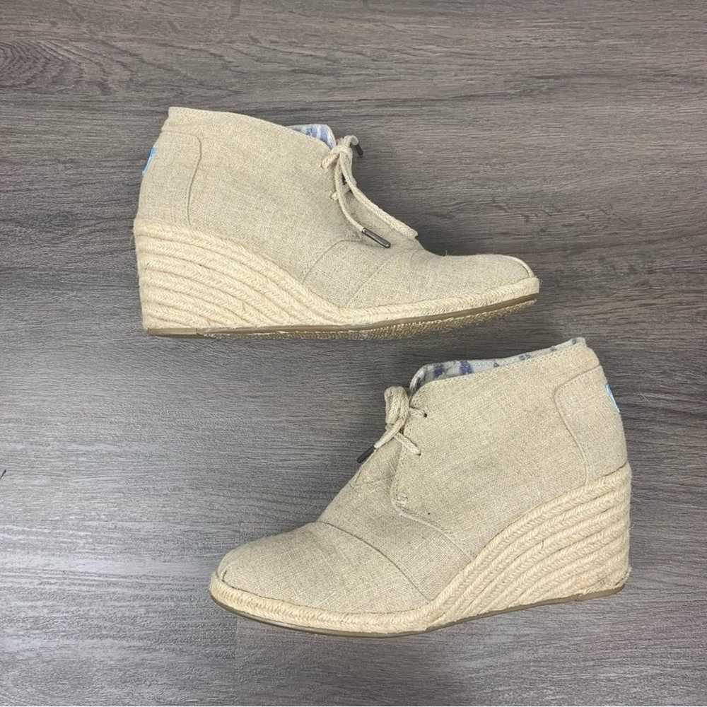 Toms Natural Burlap Desert Wedge Booties 11 - image 5