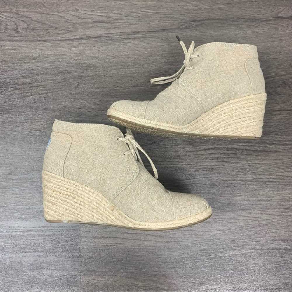 Toms Natural Burlap Desert Wedge Booties 11 - image 6