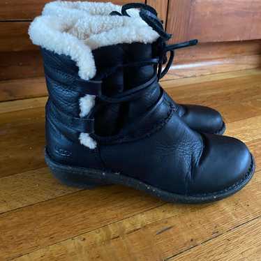 UGG Caspia Black Leather Winter Boots