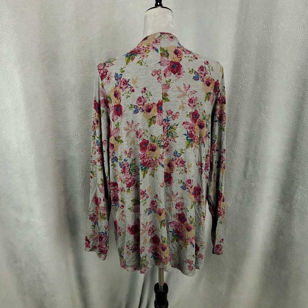 Torrid Gray Floral Roses Super Soft Long Sleeve O… - image 3