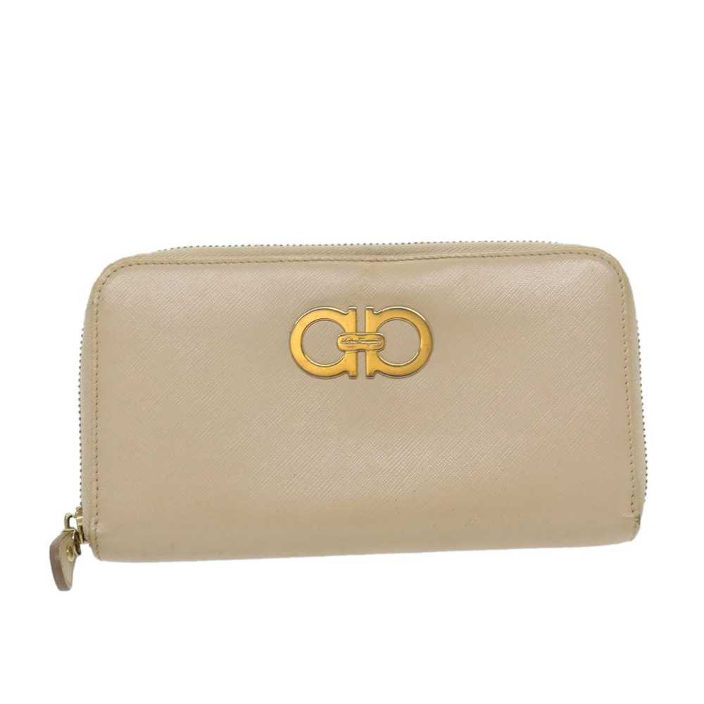 Salvatore Ferragamo Gancini Beige Leather Wallet … - image 1