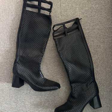 Ladies' Long Boots, Black Mesh Long Boots, L