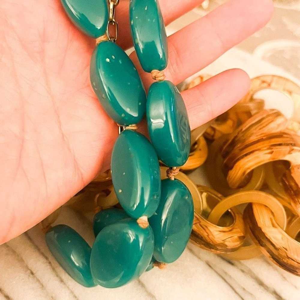 Chicos Chico's Chunky Acrylic Link Necklace Teal … - image 7