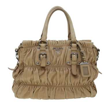 Prada Gaufre Beige Leather Shoulder Bag (Pre-Owned