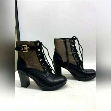 Guess Designer Brown And Black Chunky Moto Heeled 