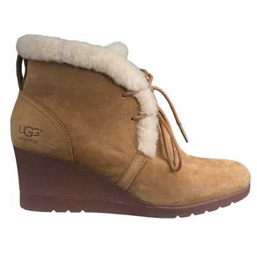 UGG Women’s Jeovanna Tan Suede Wedge Winter Boots 