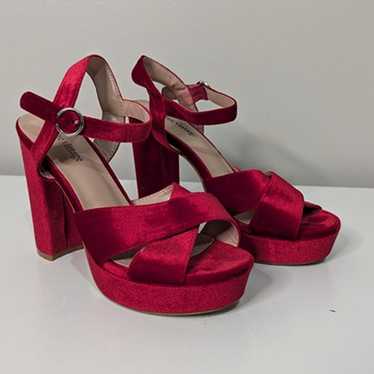 Unique Vintage 1970s Red Velvet Platforms - image 1