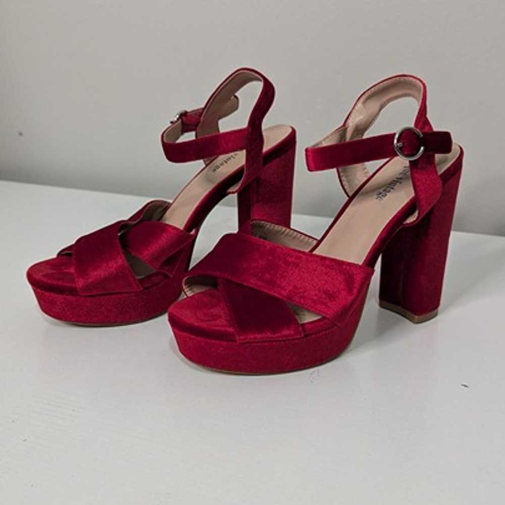 Unique Vintage 1970s Red Velvet Platforms - image 3