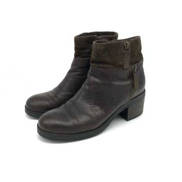 MANAS Heeled Ankle Boot Leather Suede Combo Brown… - image 1