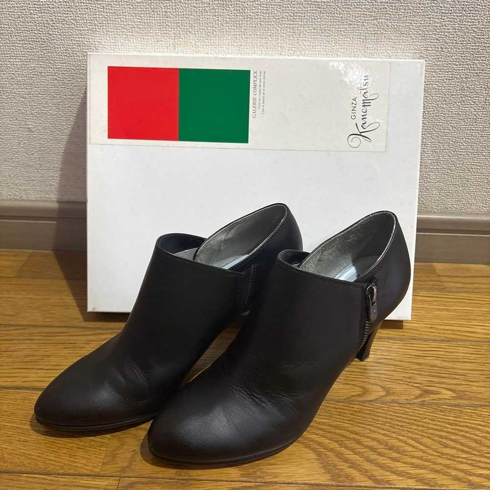 Ginza Kanematsu Black Leather Booties AQUA BELL R… - image 1