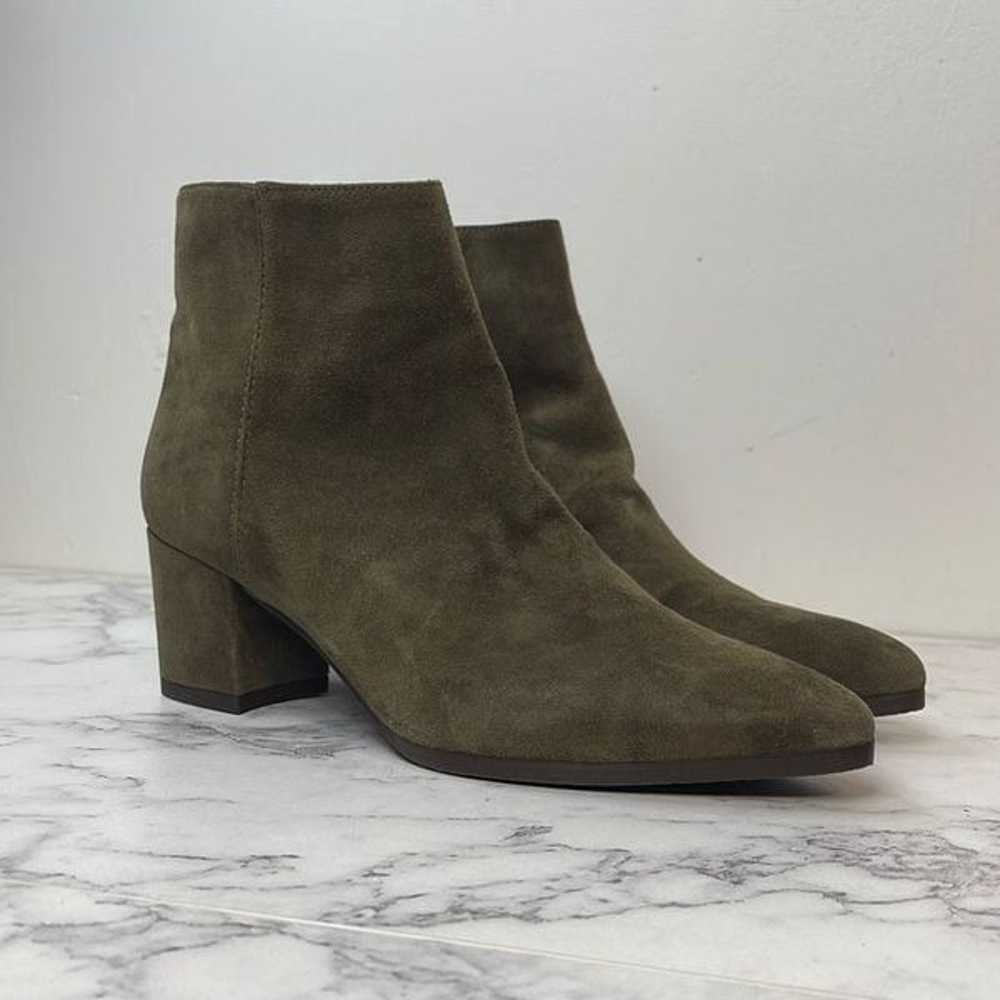 Stuart Weitzman Khaki Green Suede Booties 5 - image 1