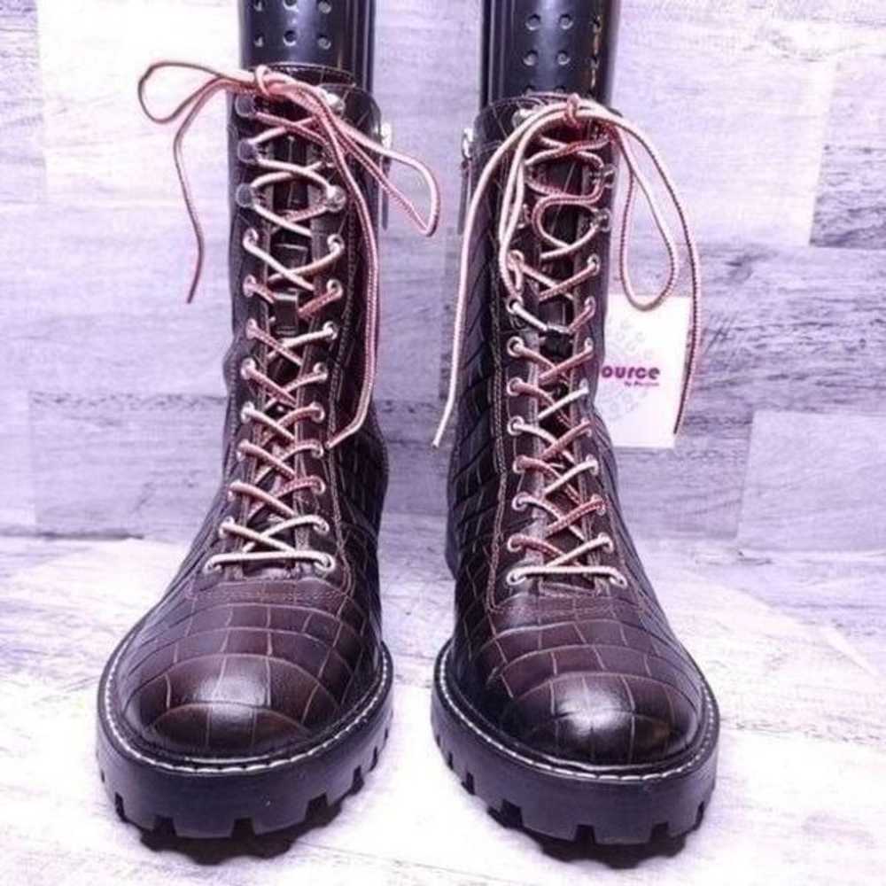 J. Crew Croc Embossed Leather Lace Up Combat Boot… - image 2