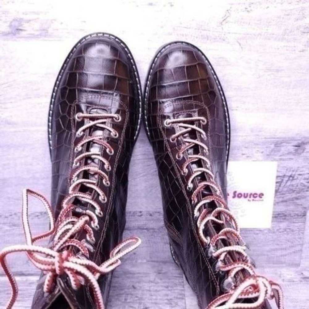 J. Crew Croc Embossed Leather Lace Up Combat Boot… - image 8