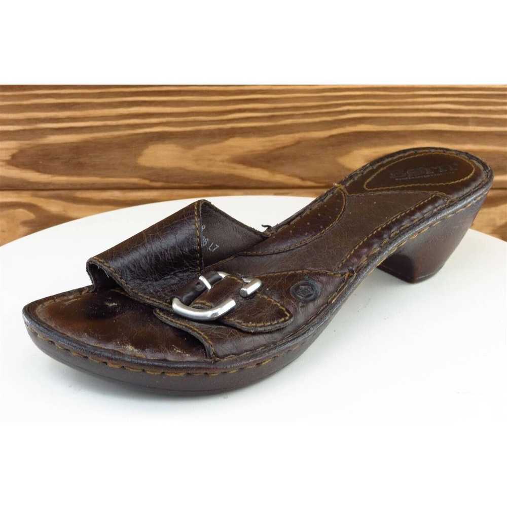 Born Sz 7 M Brown Slide Leather Women Sandals W61… - image 1