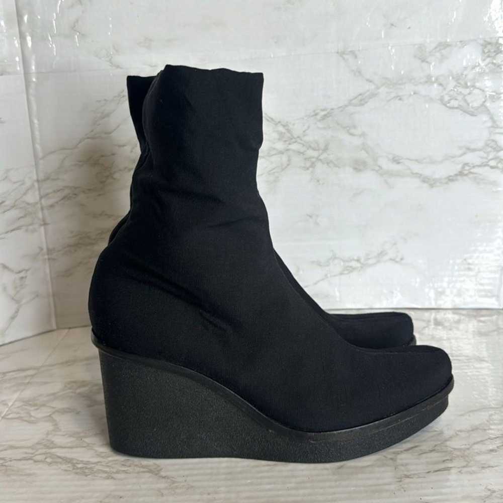 Robert Clergerie Black nylon Platform Wedge Ankle… - image 4