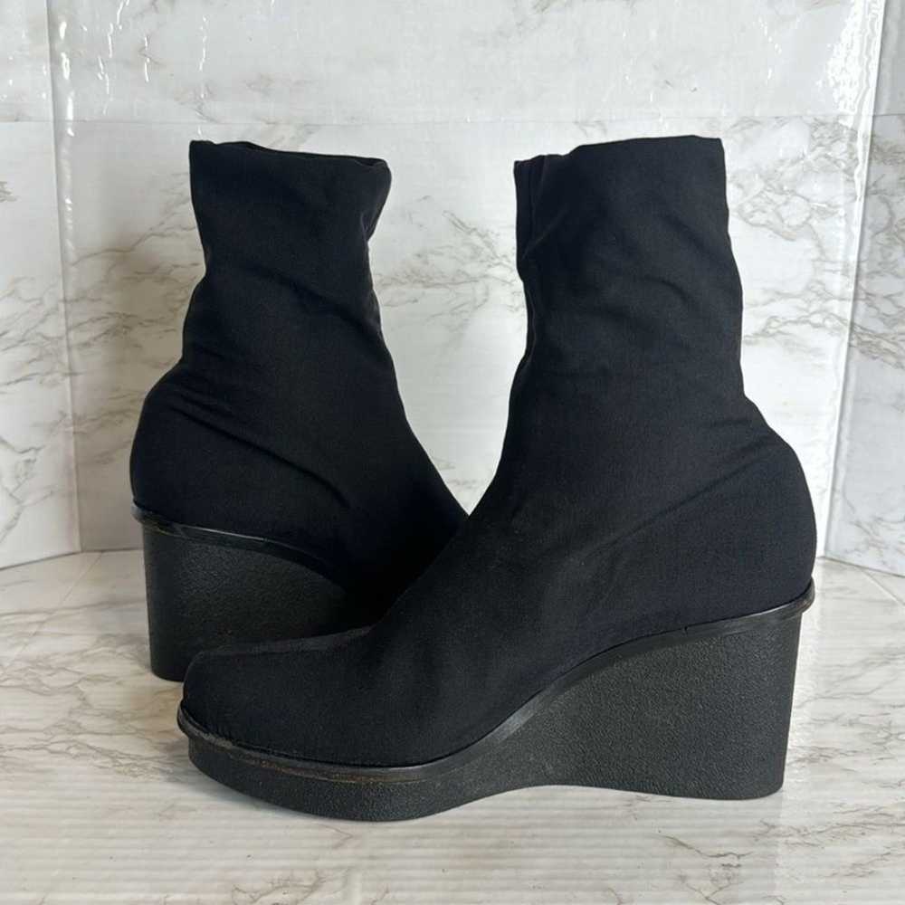 Robert Clergerie Black nylon Platform Wedge Ankle… - image 7