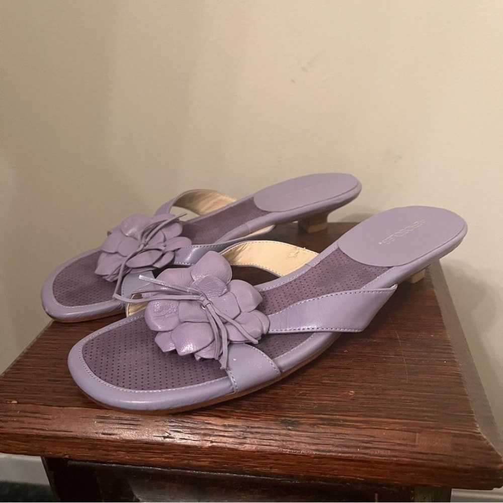 Y2K Aerosoles Purple Leather Camellia Floral Embe… - image 2