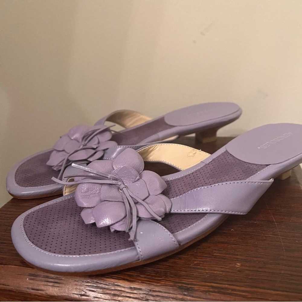 Y2K Aerosoles Purple Leather Camellia Floral Embe… - image 3