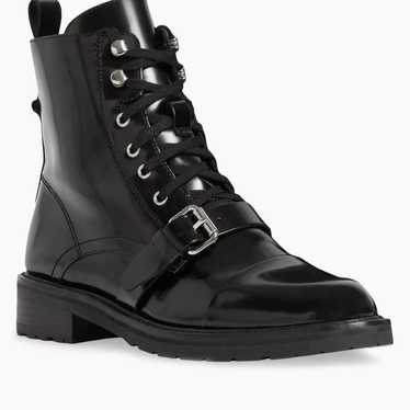 AllSaints Black Donita Leather Lace-Up Ankle Boots Moto Hiker offers Size 37 US Women 6