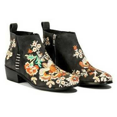 JOHNNY WAS Sammi suede leather embroidered ankle … - image 1