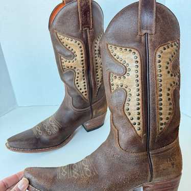 High quality Awesome Frye Daisy Duke 9 Brown Leather with Python.