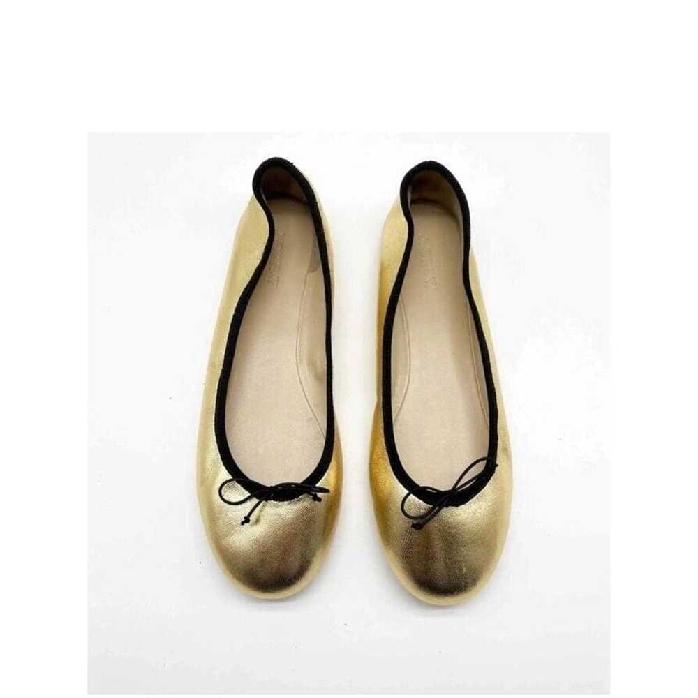 J. Crew Evie Leather Round Toe Ballet Flats 8 Gol… - image 1