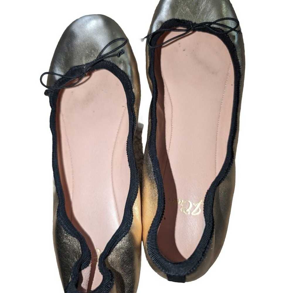 J. Crew Evie Leather Round Toe Ballet Flats 8 Gol… - image 2