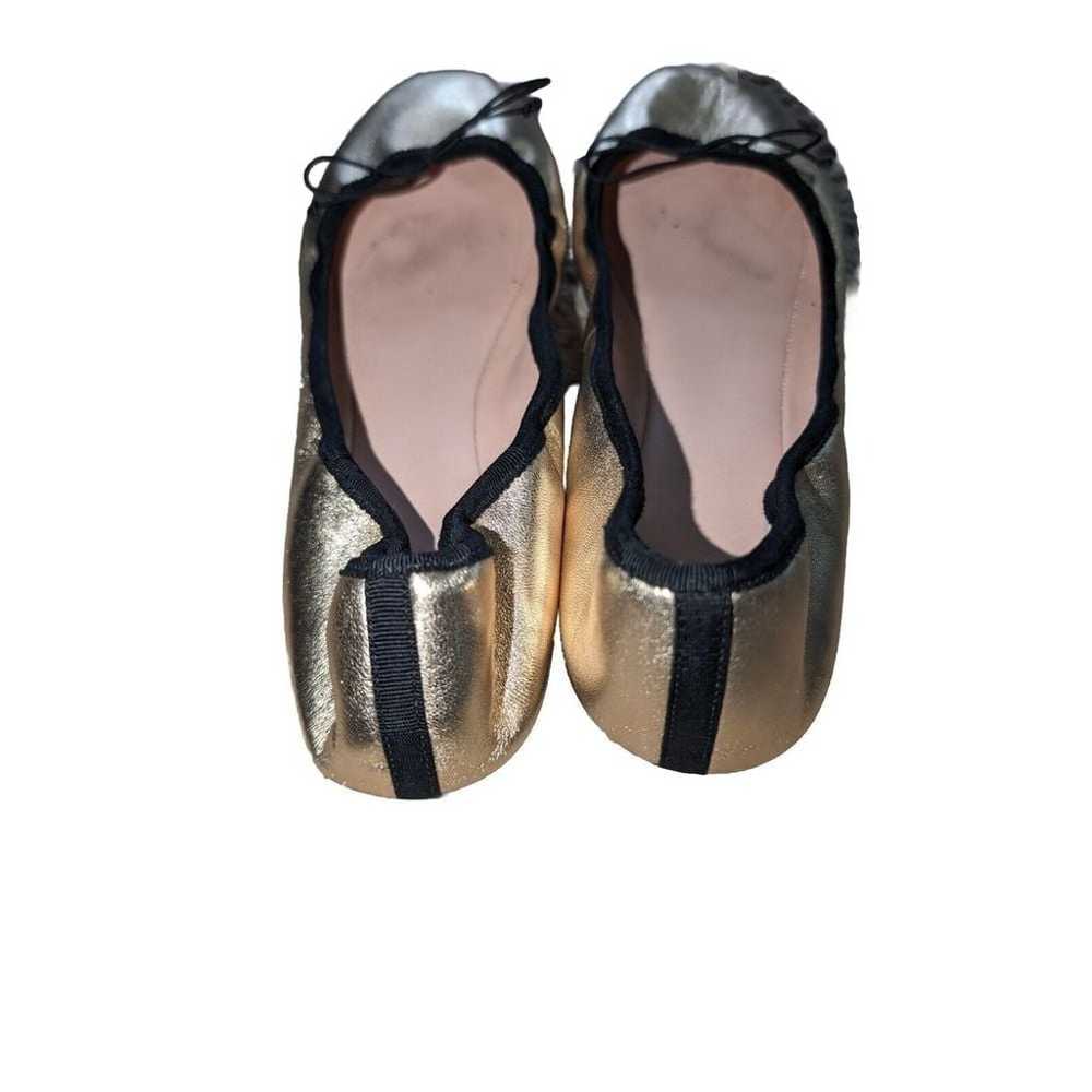 J. Crew Evie Leather Round Toe Ballet Flats 8 Gol… - image 3