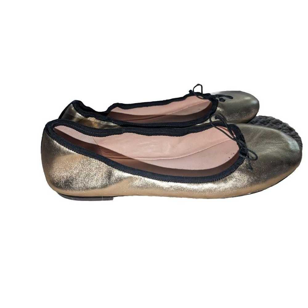 J. Crew Evie Leather Round Toe Ballet Flats 8 Gol… - image 4