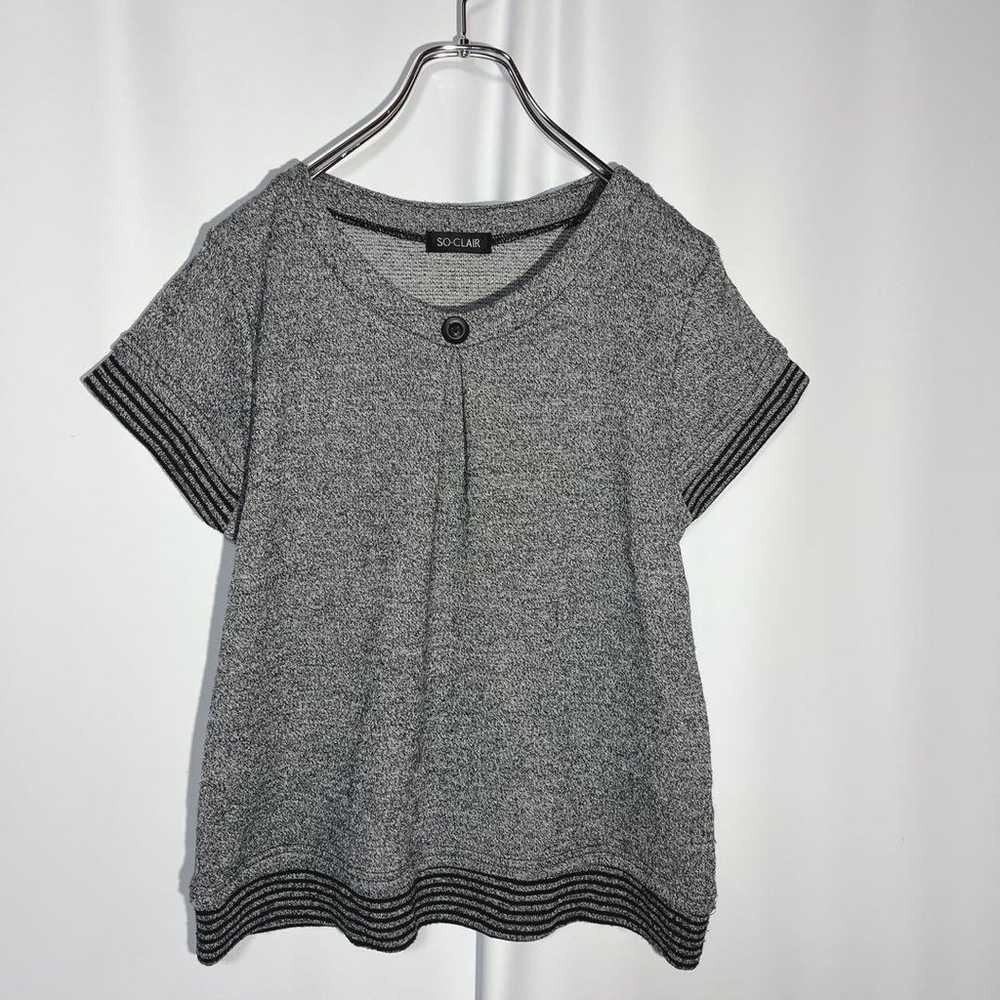 Grey short-sleeved cut-and-sew sweat knit loose a… - image 2