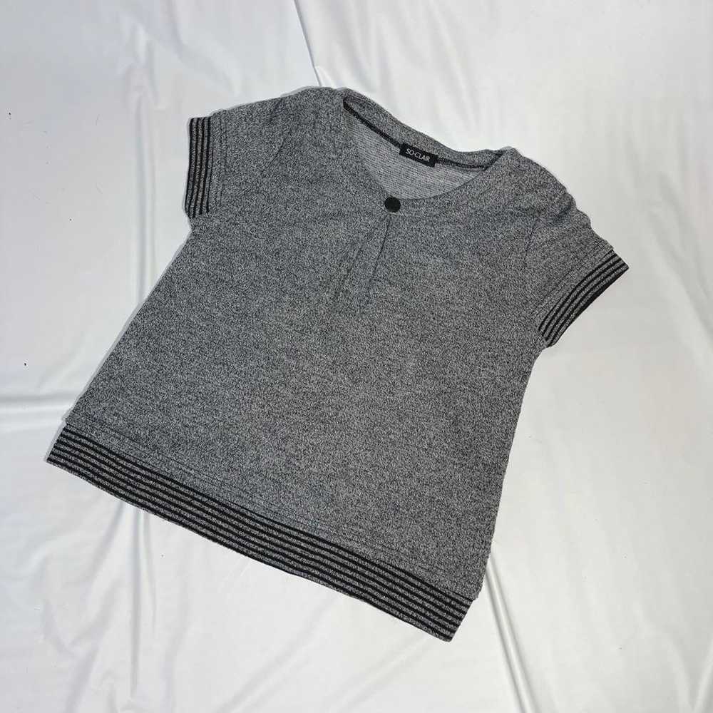 Grey short-sleeved cut-and-sew sweat knit loose a… - image 9