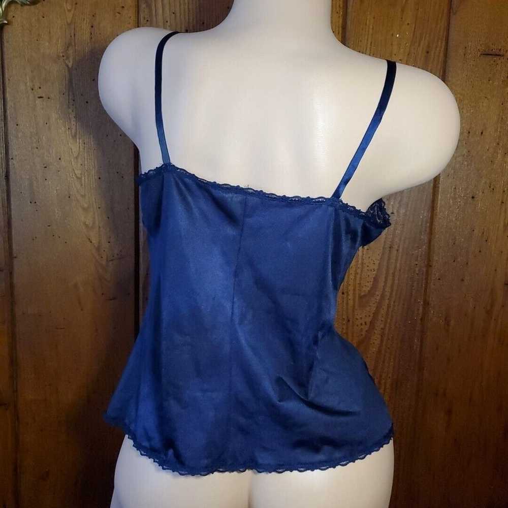 Vintage VASSARETTE Camisole DARK BLUE SILKY NYLON… - image 4