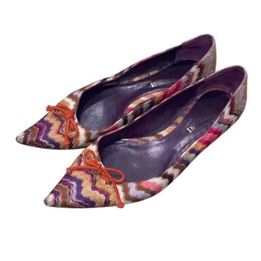 Missoni Zig Zag Pattern Pointy Toe Bow Flats Size… - image 1