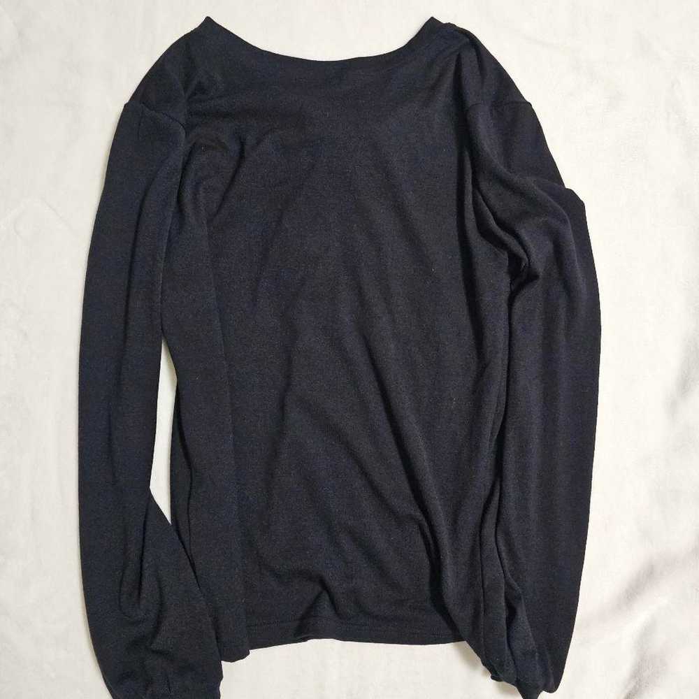 Leon Black Long Sleeve Frill Top Size L - image 4