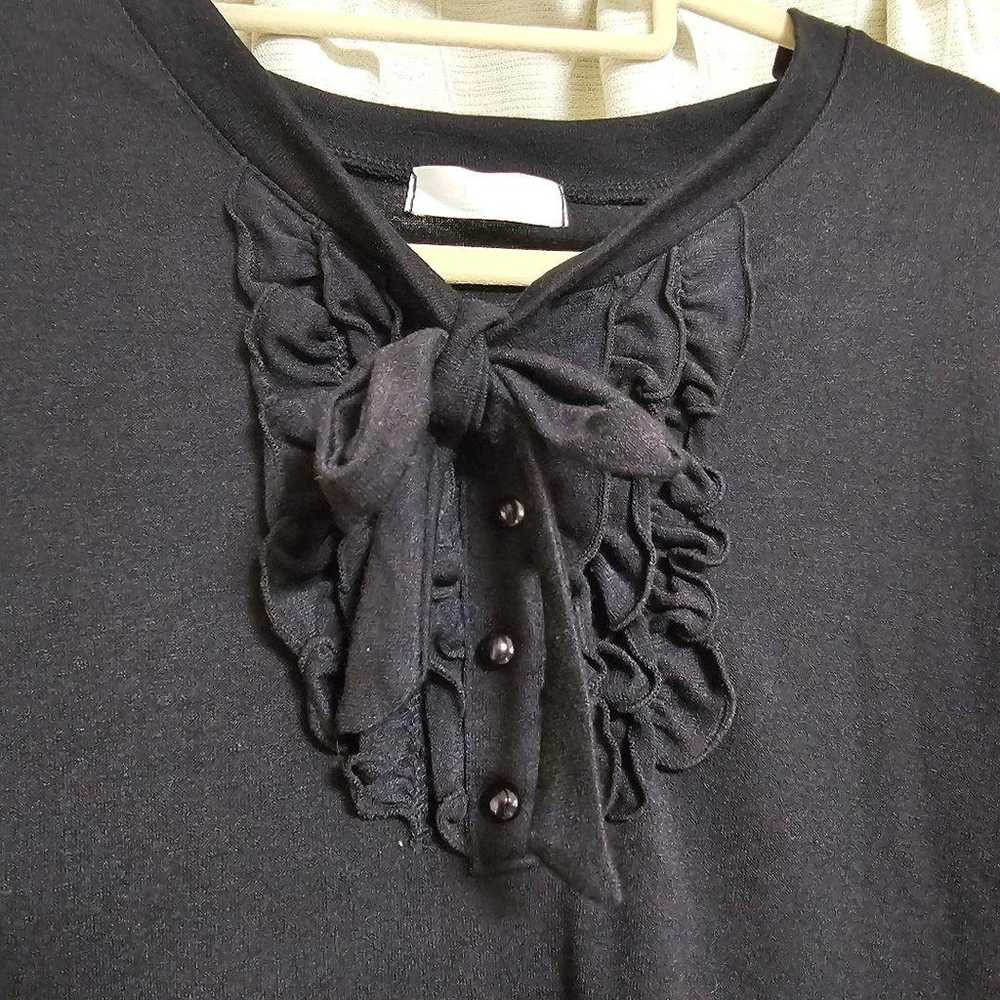 Leon Black Long Sleeve Frill Top Size L - image 8