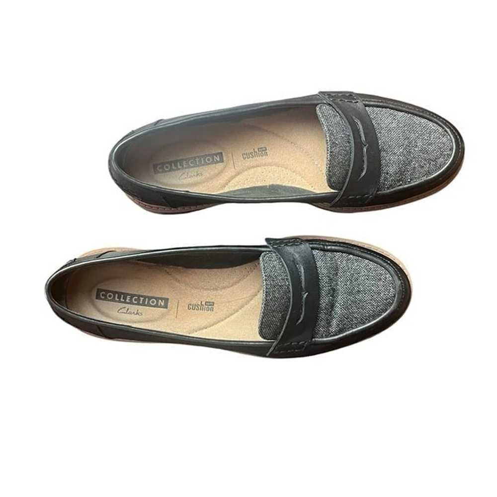 Clarks Black Tweed Penny Loafer Size 7 - image 3