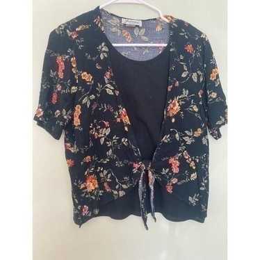 Vintage Tie Front Floral Top Joanna 1990s