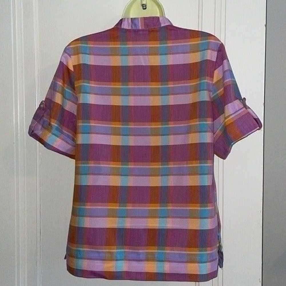 Vtg 70s Lucky Winner plaid smock blouse - image 6