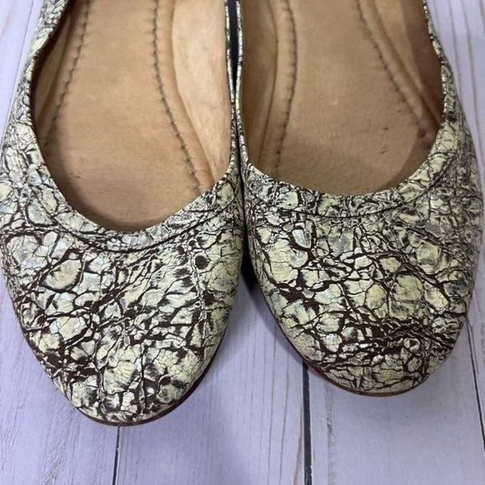 FRYE Carson Ballet Flat Leather Cream Gold Silver… - image 3