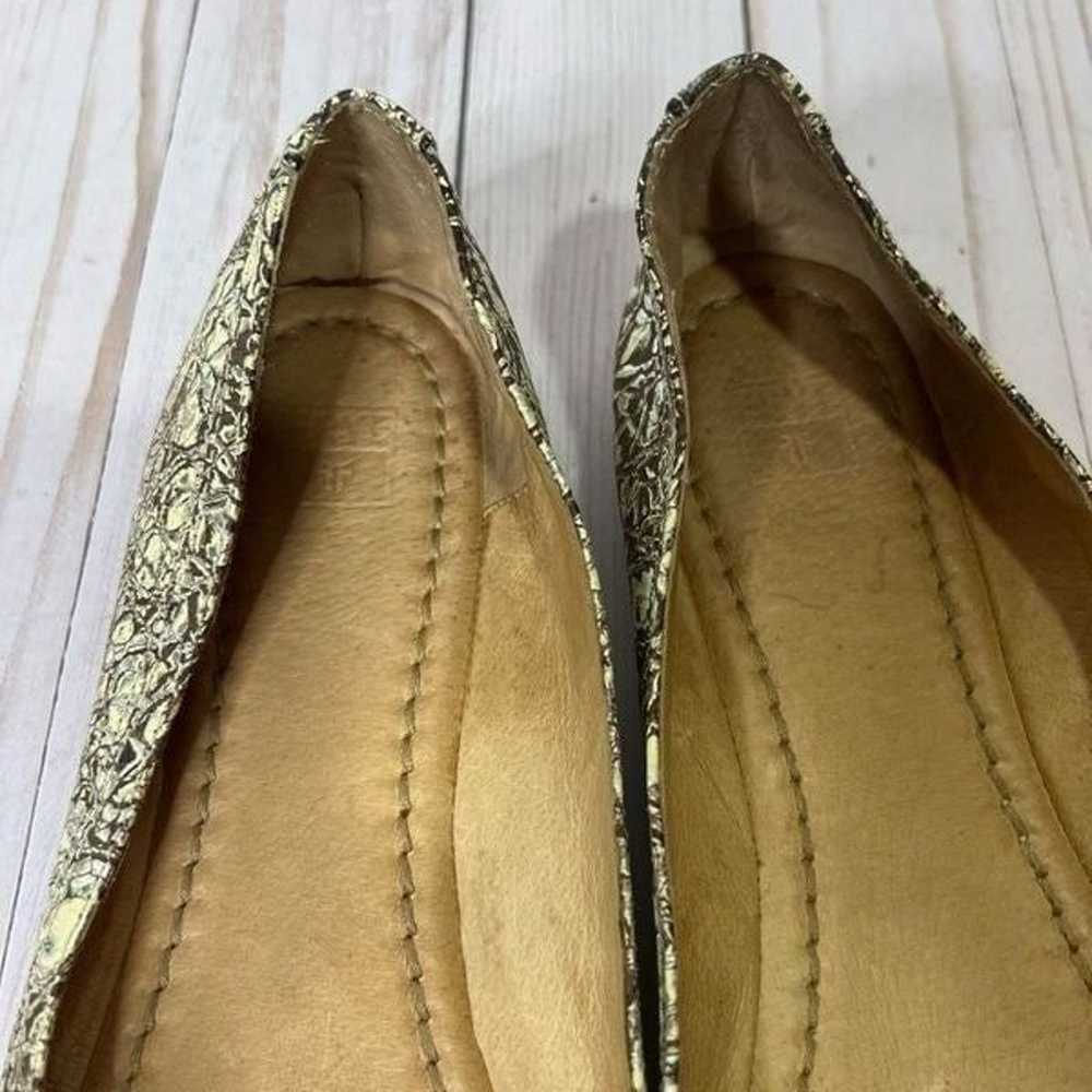 FRYE Carson Ballet Flat Leather Cream Gold Silver… - image 4