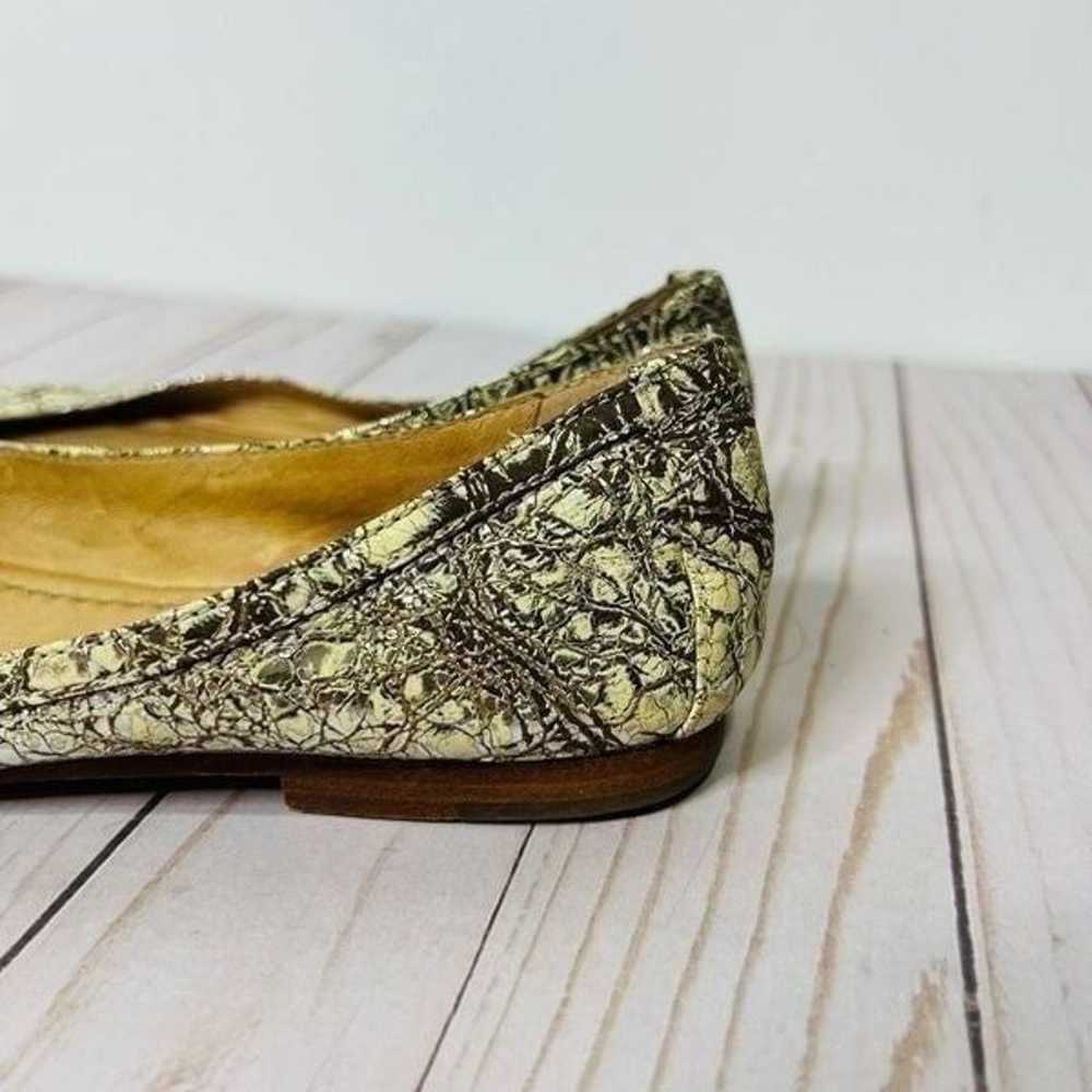 FRYE Carson Ballet Flat Leather Cream Gold Silver… - image 5