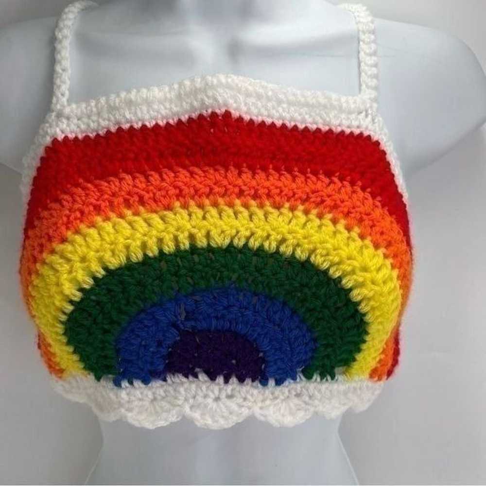 Handmade Napper brand rainbow crop top halter adj… - image 4