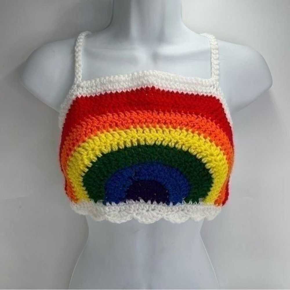 Handmade Napper brand rainbow crop top halter adj… - image 5