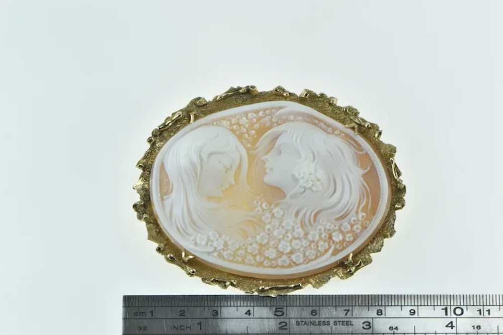 14K Elaborate Huge Carved Shell Cameo Floral Ladi… - image 4