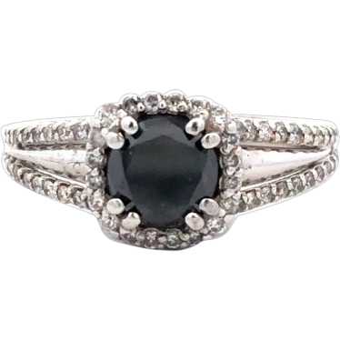 Estate 14K White Gold Black Diamond Ring