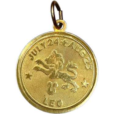 14K Gold Leo Zodiac Charm Pendant